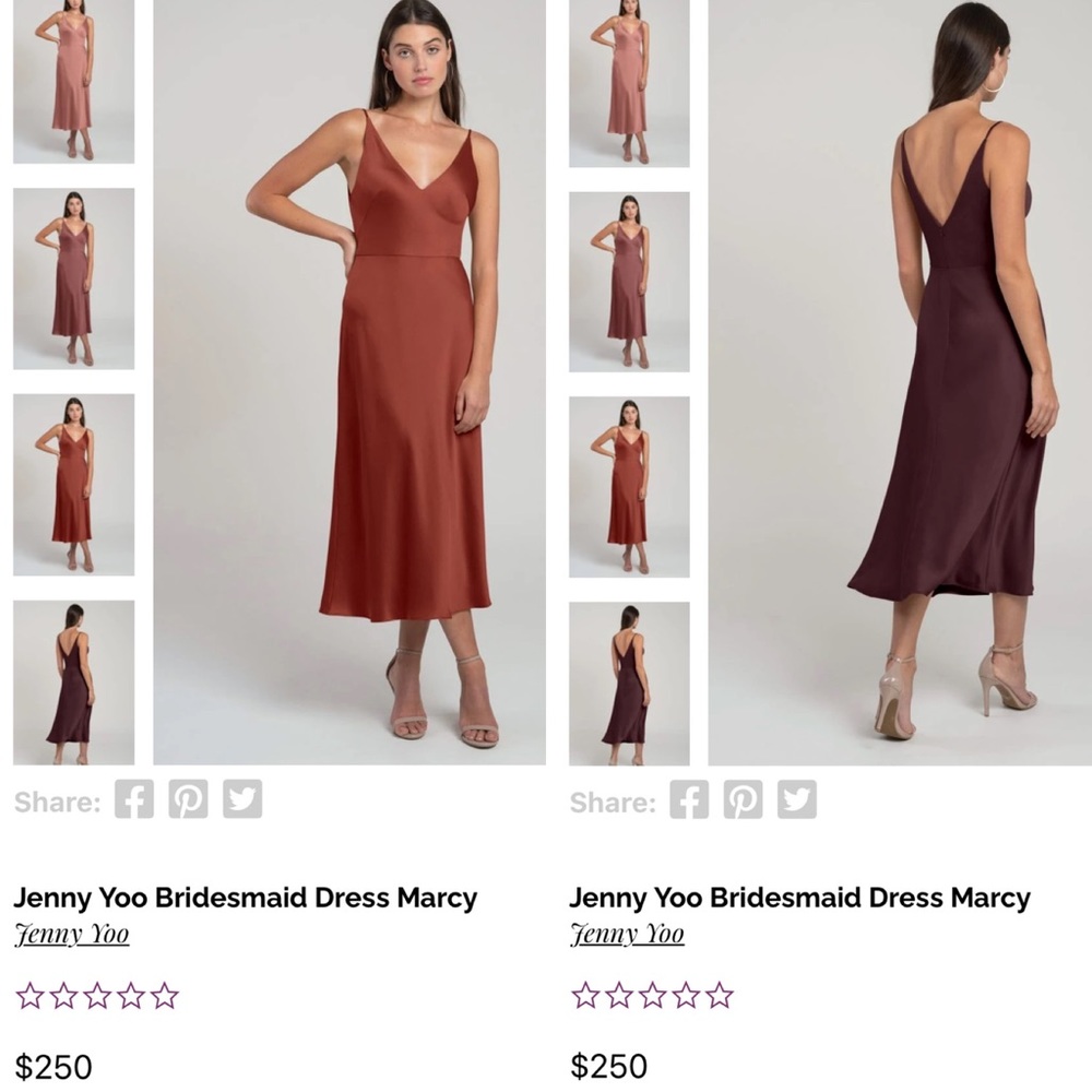 BHLDN Jenny Yoo Marcy Satin Rust slip dress - Picture 2 of 8
